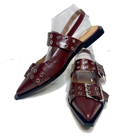 KaroNairy Buckle Ballet Flats, Pointy Toe Slingback, Square Toe Size 10 - Picture 4 of 11